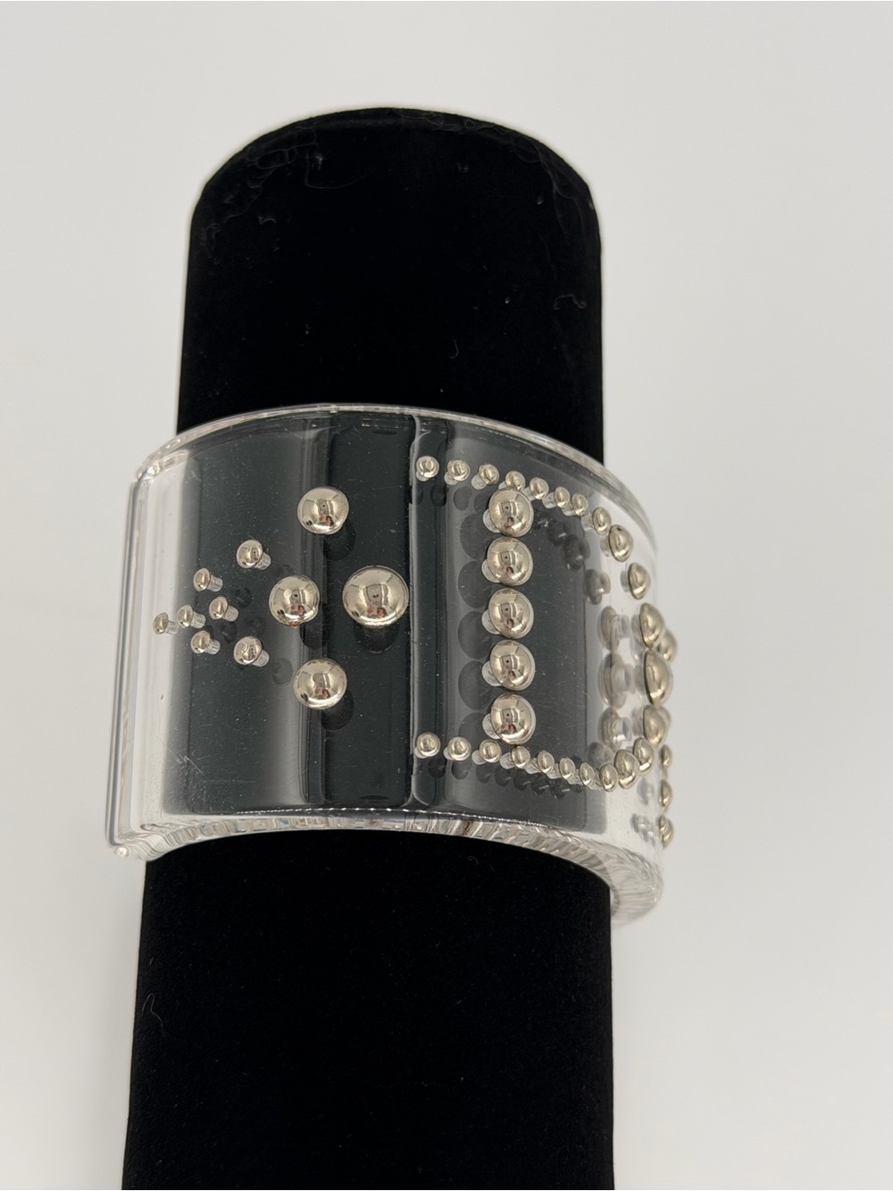 Dior Silver Studded Clear Cuff Bracelet w/COA! Gorgeous! Excellent Condition! - Picture 11 of 16